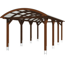 Carport Skanholz Franken avec ancrage pour poteaux 376 x 755 cm noyer