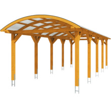 Carport Skanholz Franken avec ancrage pour poteaux 376 x 969 cm chêne clair
