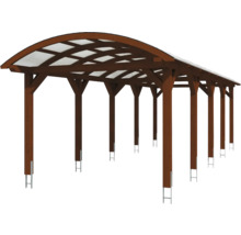 Carport Skanholz Franken avec ancrage pour poteaux 376 x 969 cm noyer