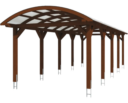 Carport en bois avec toit en plaques de polycarbonate