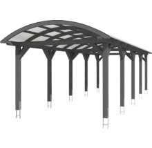 Carport Skanholz Franken avec ancrage pour poteaux 376 x 969 cm ardoise