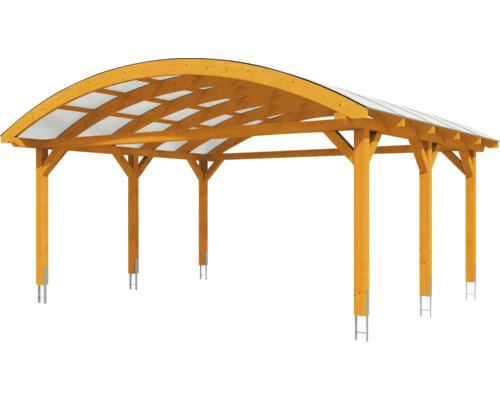 Holzcarport mit transparenter Bedachung