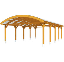 Carport double 2 voitures Skanholz Franken avec ancrage pour poteaux 635 x 969 cm chêne clair