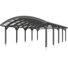 Carport double 2 voitures Skanholz Franken avec ancrage pour poteaux 635 x 969 cm ardoise