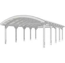 Carport double 2 voitures Skanholz Franken avec ancrage pour poteaux 635 x 969 cm blanc