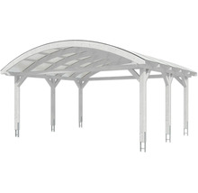 Carport double 2 voitures Skanholz Franken avec ancrage pour poteaux 635 x 541 cm blanc