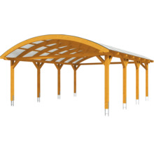 Carport double 2 voitures Skanholz Franken avec ancrage pour poteaux 635 x 755 cm chêne clair