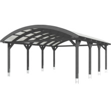 Carport double 2 voitures Skanholz Franken avec ancrage pour poteaux 635 x 755 cm ardoise