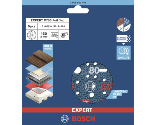Bosch Expert Schleifscheiben Set O780 Folie, 150 mm Durchmesser