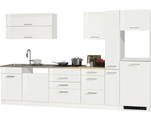 Held Möbel Küchenzeile Mailand 330 cm weiß hochglanz zerlegt Variante reversibel