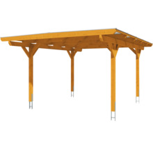 Carport Skanholz Odenwald avec ancrage pour poteaux 428 x 541 cm chêne clair