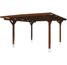 Carport Skanholz Odenwald avec ancrage pour poteaux 428 x 541 cm noyer
