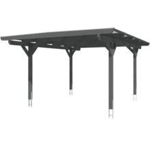 Carport Skanholz Odenwald avec ancrage pour poteaux 428 x 541 cm ardoise