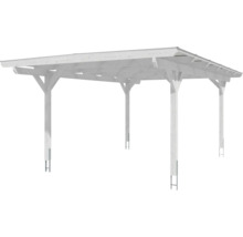 Holzcarport mit sechs Pfosten und Flachdach