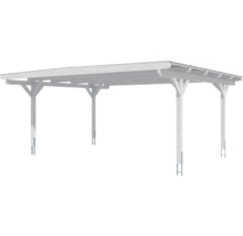 Carport double 2 voitures Skanholz Odenwald avec ancrage pour poteaux 640 x 541 cm blanc