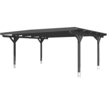 Carport double 2 voitures Skanholz Odenwald avec ancrage pour poteaux 640 x 541 cm ardoise