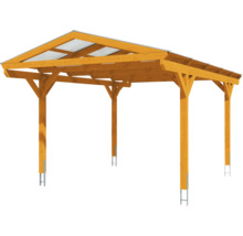 Carport Skanholz Westerwald avec ancrage pour poteaux 362 x 541 cm chêne clair