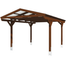 Carport Skanholz Westerwald avec ancrage pour poteaux 362 x 541 cm noyer