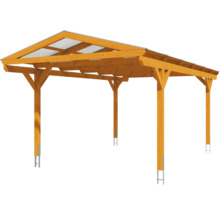 Carport Skanholz Westerwald avec ancrage pour poteaux 362 x 648 cm chêne clair