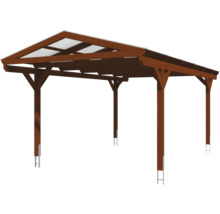 Carport Skanholz Westerwald avec ancrage pour poteaux 362 x 648 cm noyer