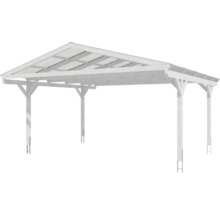 Carport double 2 voitures Skanholz Westerwald avec ancrage pour poteaux 570 x 541 cm blanc