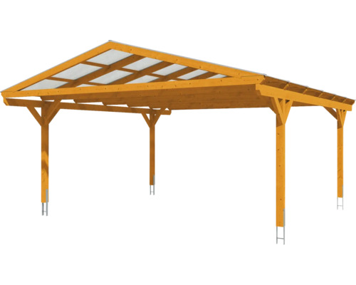 Carport en bois avec toit translucide