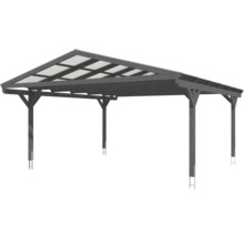 Carport double 2 voitures Skanholz Westerwald avec ancrage pour poteaux 570 x 648 cm ardoise