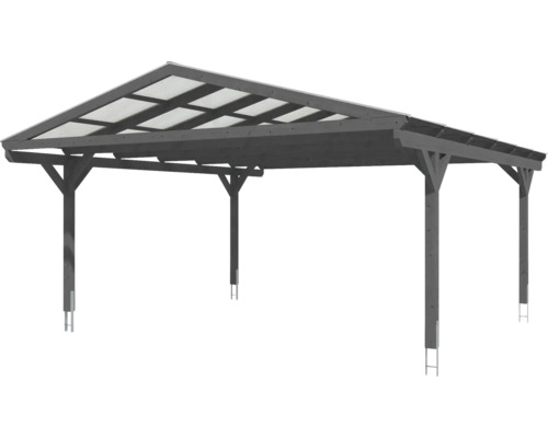 Carport aus Holz mit durchsichtigem Dach