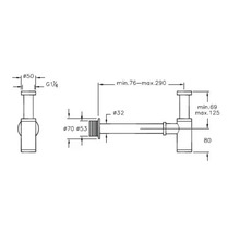 Technische Zeichnung eines Siphons mit Maßangaben