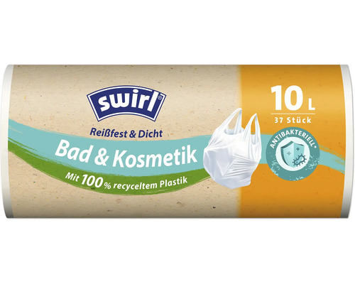 Sachet poubelle Swirl Salle de bains et cosmétique avec poignée de transport 10 l 37 pièces