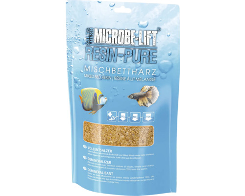 Filtersubstrat MICROBE-LIFT Resin-Pure Mischbettharz, Nachfüllpackung Vollentsalzer entfernt Silikat, Nitrat für Süß- und Meerwasser 1000 ml Microbe Lift Resin Pure Mischbettharz Verpackung zur Wasseraufbereitung im Aquarium