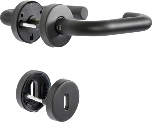 Poignée de porte noire en métal avec vis de fixation