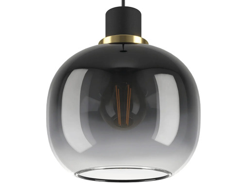 Hängelampe mit rauchfarbenem Glasschirm