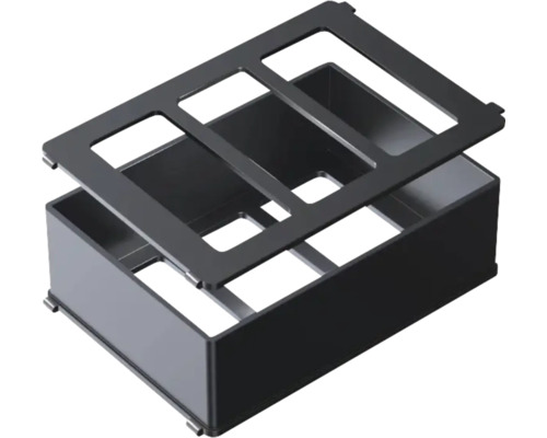 Boîte de distribution noire avec couvercle ouvert