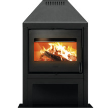 Poêle à bois avec des flammes dans la chambre de combustion