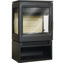 Poêle à bois avec fenêtre de visualisation et compartiment à bois