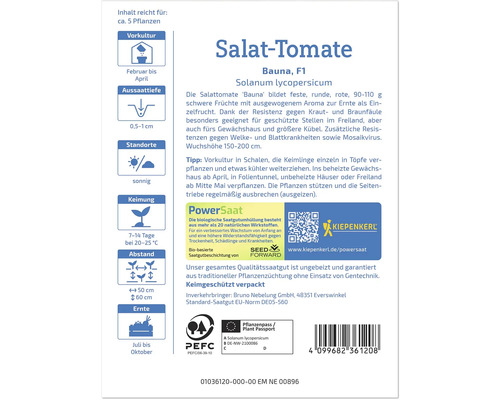 Salat-Tomatensamen der Sorte Bauna F1