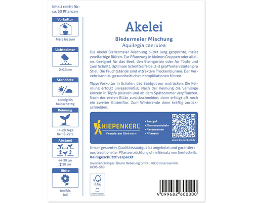 Paquet de graines d''ancolie mélange Biedermeier