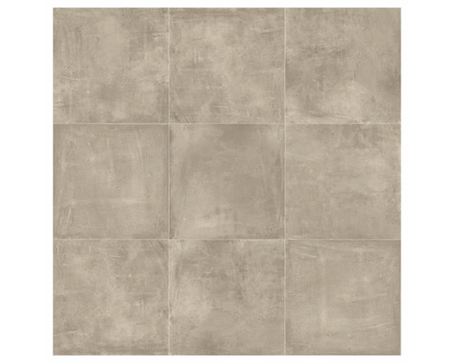 Quadratische Bodenfliesen mit Betonoptik, verlegt