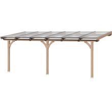 Terrassenüberdachung aus Holz mit transparenten Paneelen