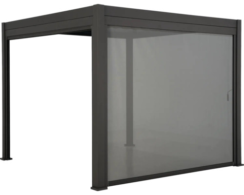 Pergola de terrasse avec paroi coulissante en verre