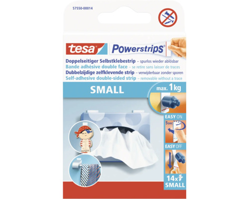 Tesa Powerstrips petites bandes adhésives double face, se retirent sans laisser de traces