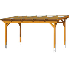 Holzcarport mit durchsichtigem Dach zum Unterstellen von Fahrzeugen