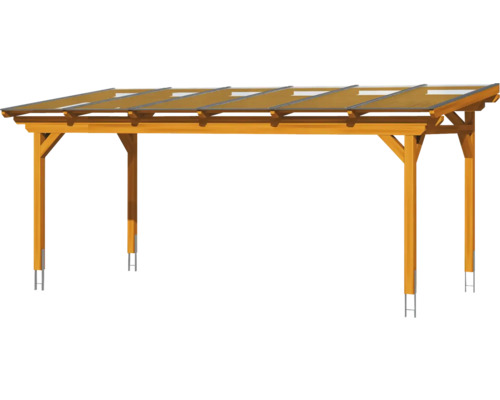 Carport en bois avec éléments de toit transparents