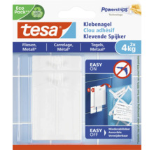 Clou adhésif tesa blanc pour carrelages charge 4 kg 2 pces