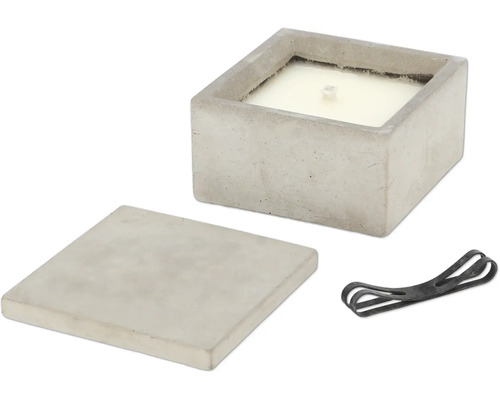 Bougie de jardin Esschert’s Garden S 13 x 13 x 8,2 cm béton carré blanc chaud Bougie décorative dans un récipient en béton avec couvercle et outil