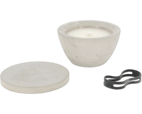 Bougie de jardin Esschert’s Garden S Ø 12,8 cm H 8,2 cm béton rond blanc chaud Ensemble de bougies décoratives avec récipient en béton, couvercle et support en métal