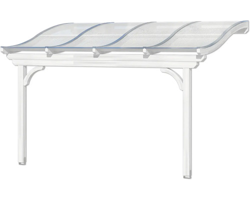 Terrasse couverte blanche avec toit transparent