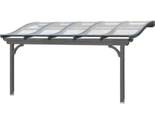 Auvent avec toit transparent et cadre gris