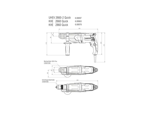 Schéma technique d''un marteau perforateur avec dimensions